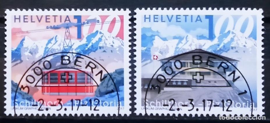 Sellos: SUIZA - IVERT 2402/03 USADOS - 50 A&Ntilde;OS DE PIZ GLORIA (Schilthorn) A&Ntilde;O 2017