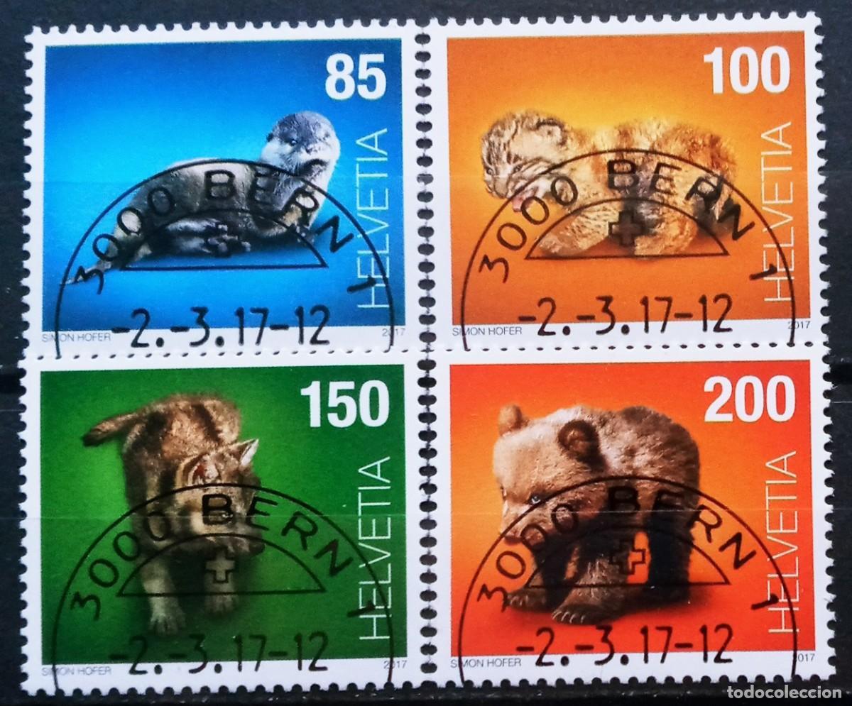 Sellos: SUIZA - IVERT 2408/11 USADOS - CRIAS DE ANIMALES A&Ntilde;O 2017
