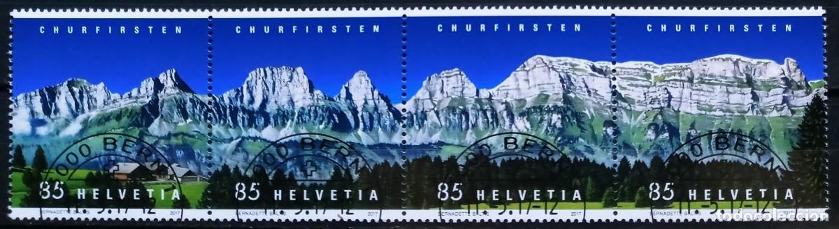 Sellos: SUIZA - IVERT 2419/22 USADOS - CORDILLERA DE CHURFIRSTEN A&Ntilde;O 2017