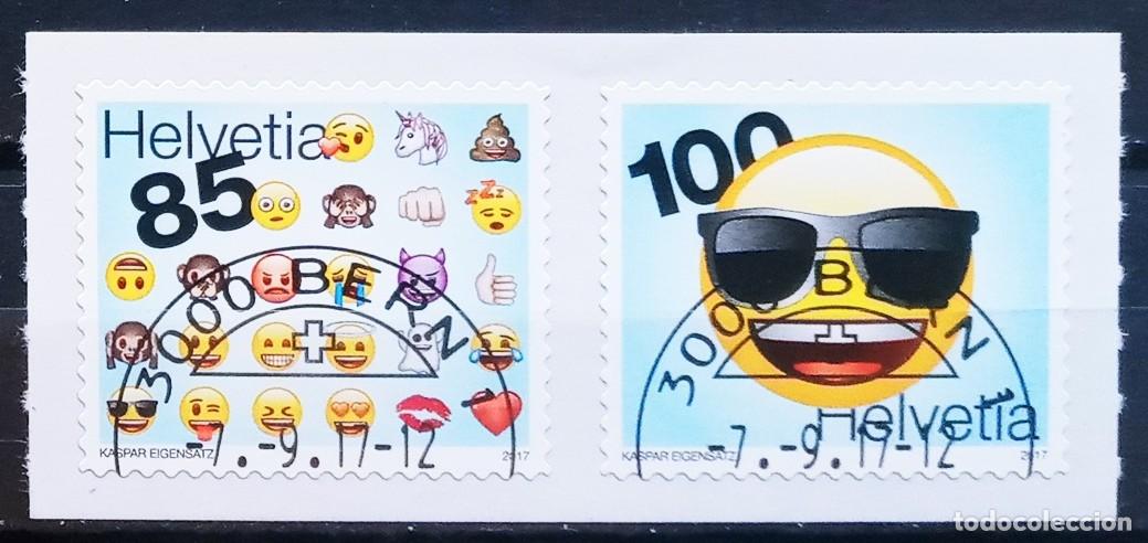 Sellos: SUIZA - IVERT 2428/29 USADOS EMOTICONOS A&Ntilde;O 2017