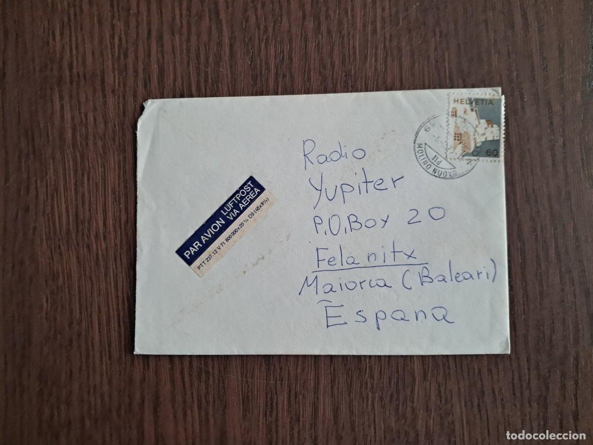Sellos: sobre, carta circulada con sellos de Suiza, a&ntilde;o 1975, radioaficionado.