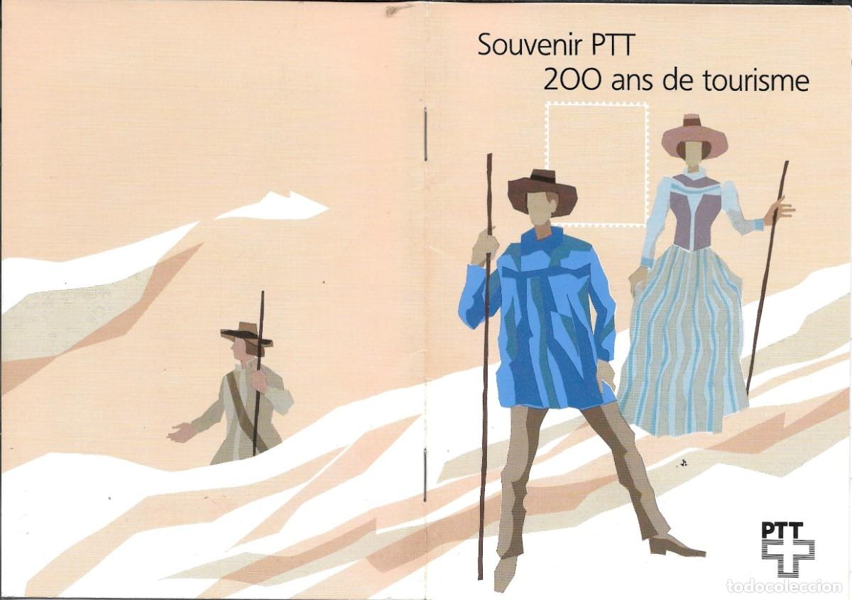 Sellos: LIBRITO CON 4 SELLOS DE SUIZA Y HOJITA 200 A&Ntilde;OS DE TURISMO. SOUVENIR PTT EMITIDOS EN 1987