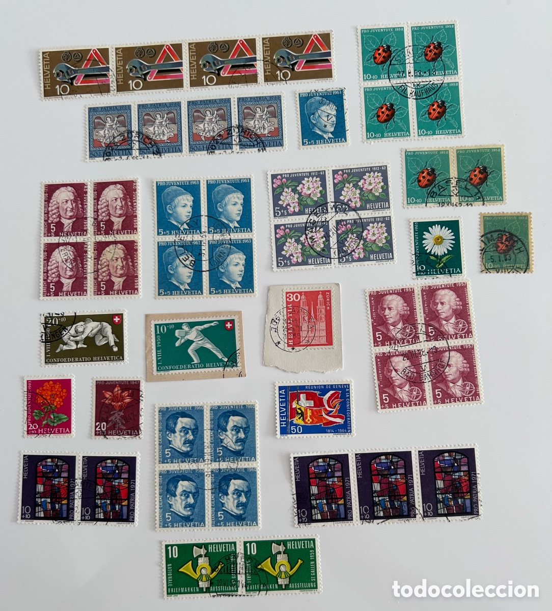 Sellos: LOTE 50 SELLOS. SUIZA. A&Ntilde;OS 60 Y 70. USADOS Y NUEVOS