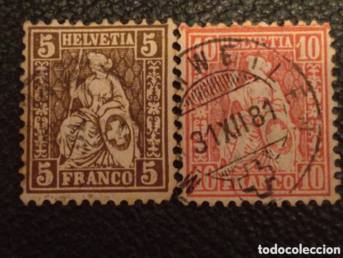 Sellos: Lote 2 Sellos Suiza 1862 Helvetia Sentada 5c Y 10c Usados Yvert 22/23
