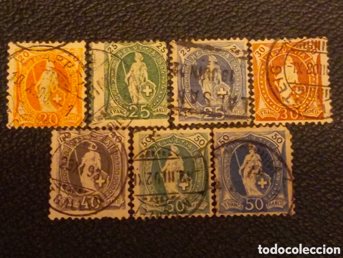 Sellos: &rdquo;Suiza 1882-1904 Helvetia de pie lote 7 sellos Zumstein 66-70+&rdquo;