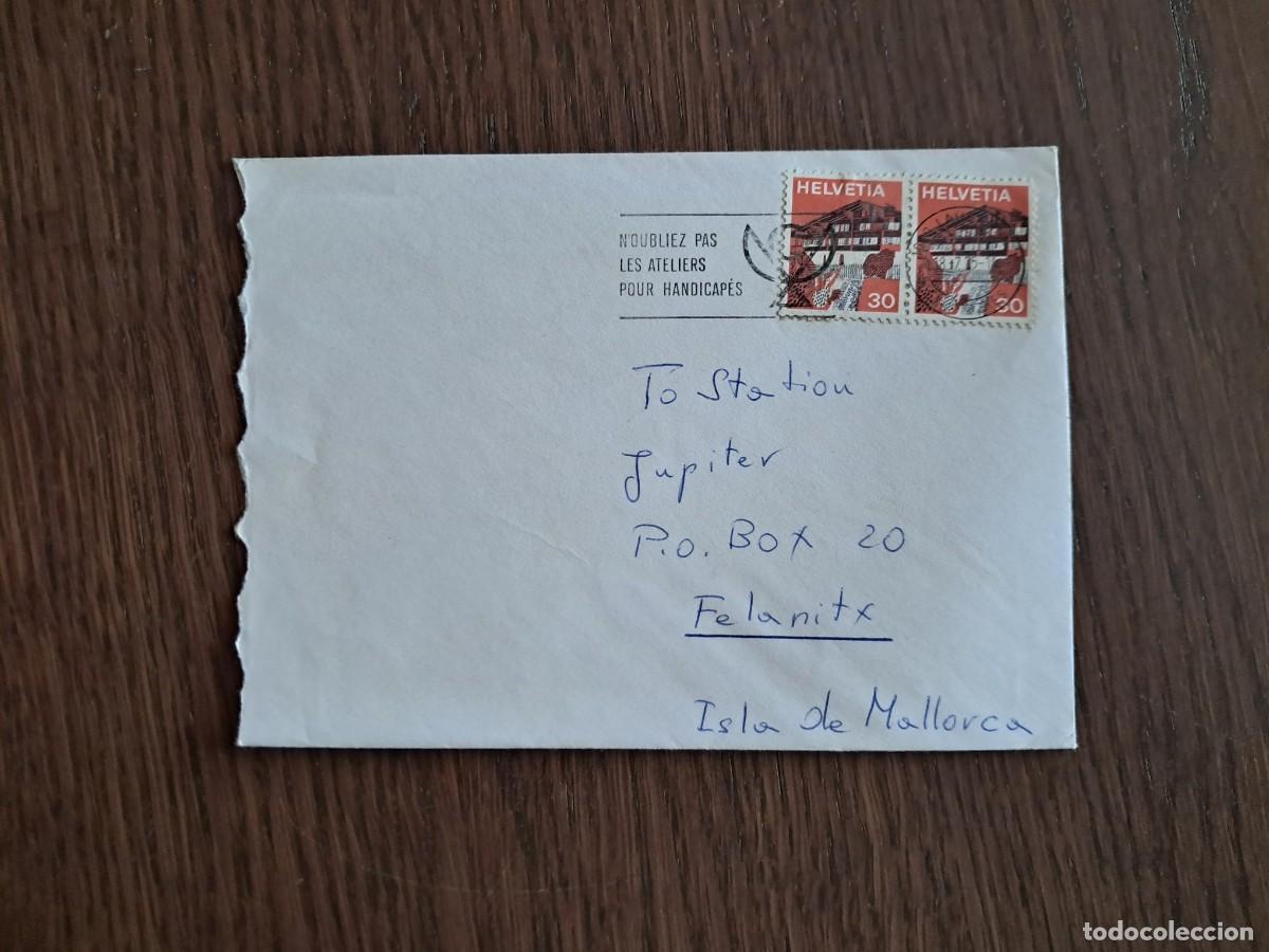 Sellos: sobre, carta circulada con sellos de Suiza, a&ntilde;os 70. radioaficionado.