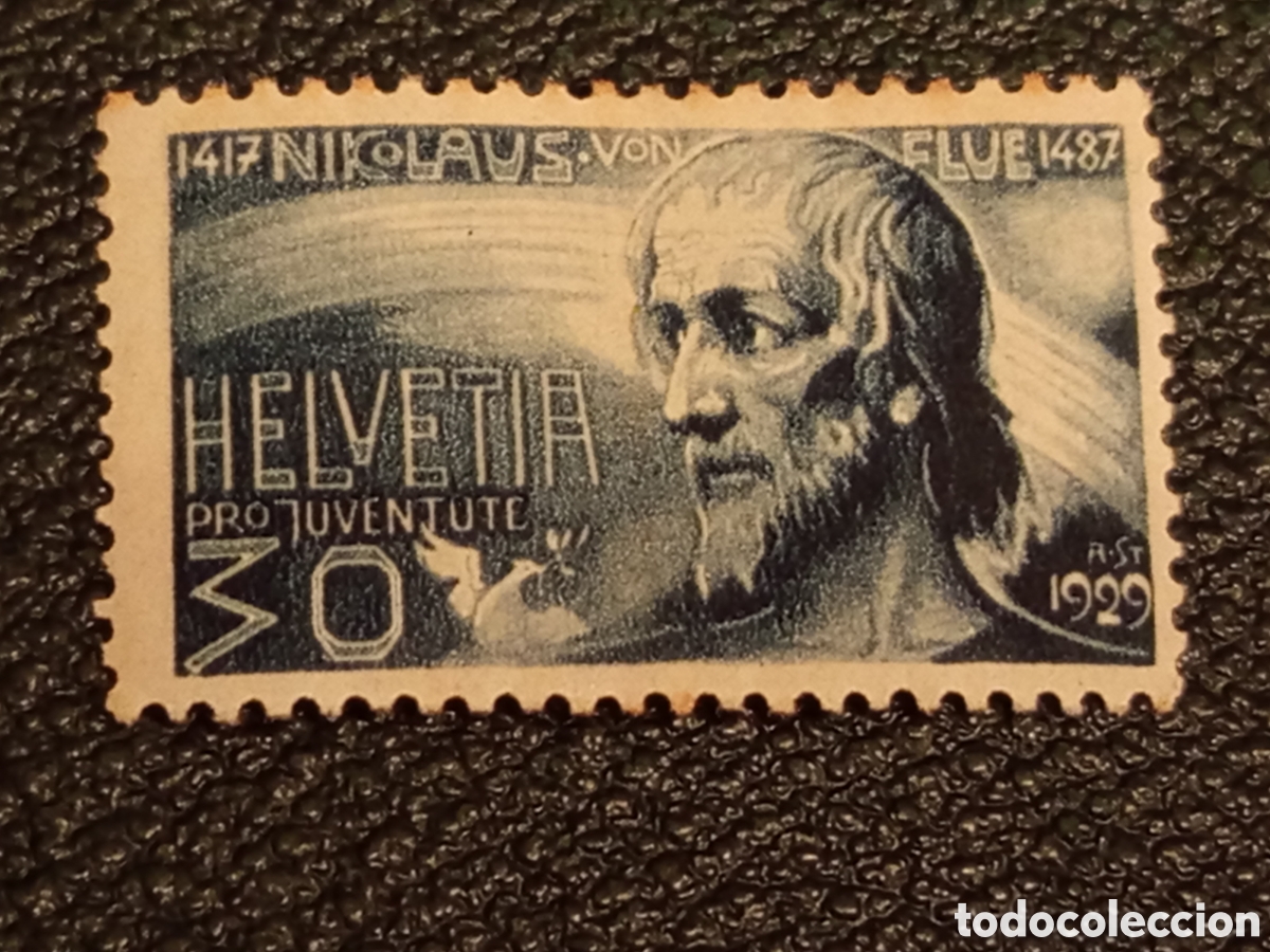 Sellos: &rdquo;Suiza 1929 Pro Juventute Scott B52 30c Nikolaus von Flue MH