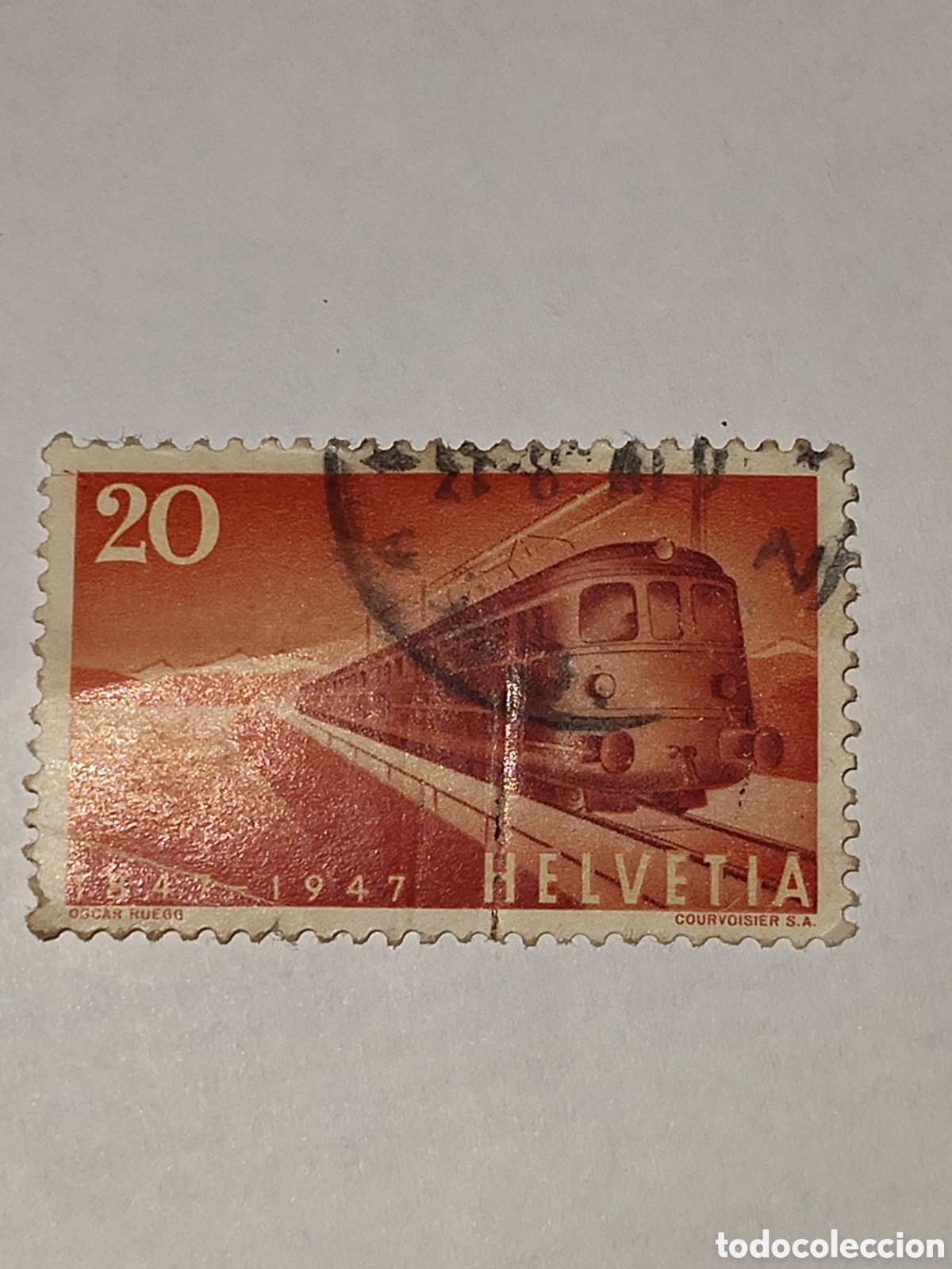 Sellos: Sello de Suiza centenario de los ferrocarriles suizos 1947