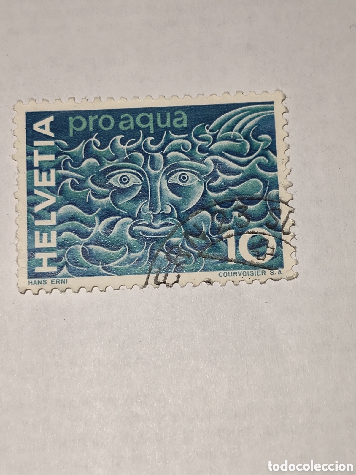 Sellos: Sello de Suiza cabeza de un antiguo Dios del agua 1964