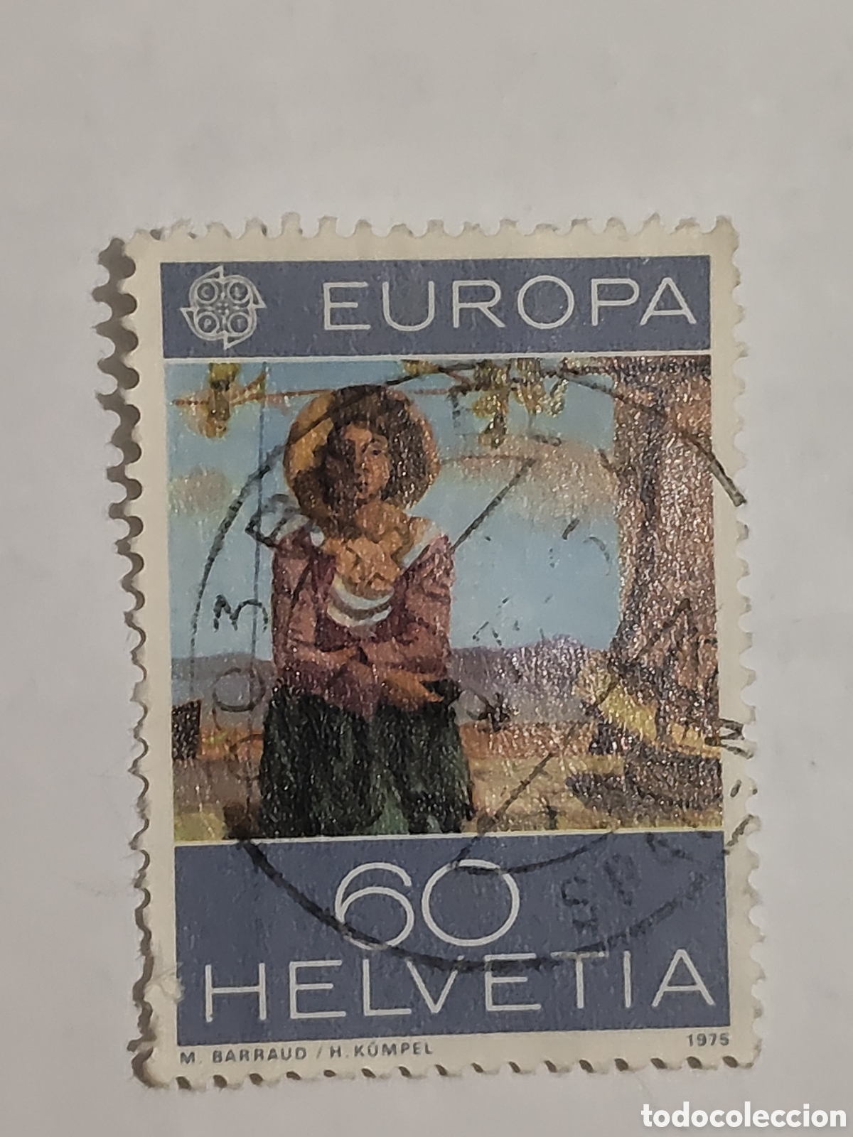 Sellos: Sello de Suiza pintura la Desfoliadora de Maurice Barraud 1975