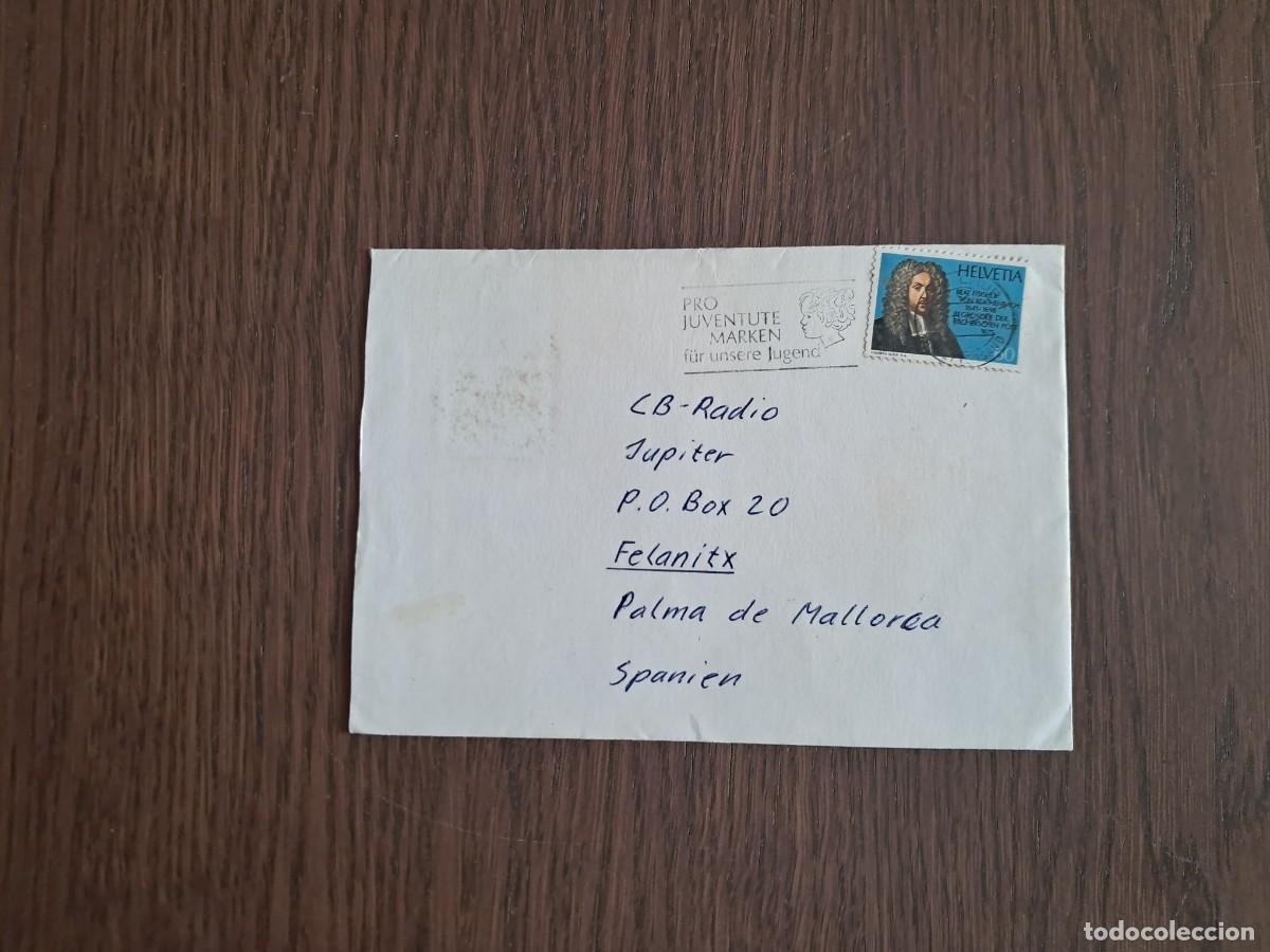 Sellos: sobre, carta circulada con sellos de Suiza, a&ntilde;os 70. radioaficionado.