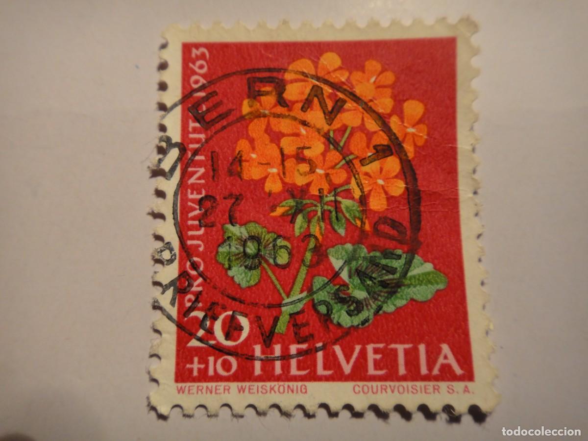 Sellos: Suiza, sello n&ordm; 723, Pro juventud, Tema flora, usado. a&ntilde;o 1963, ref 1086