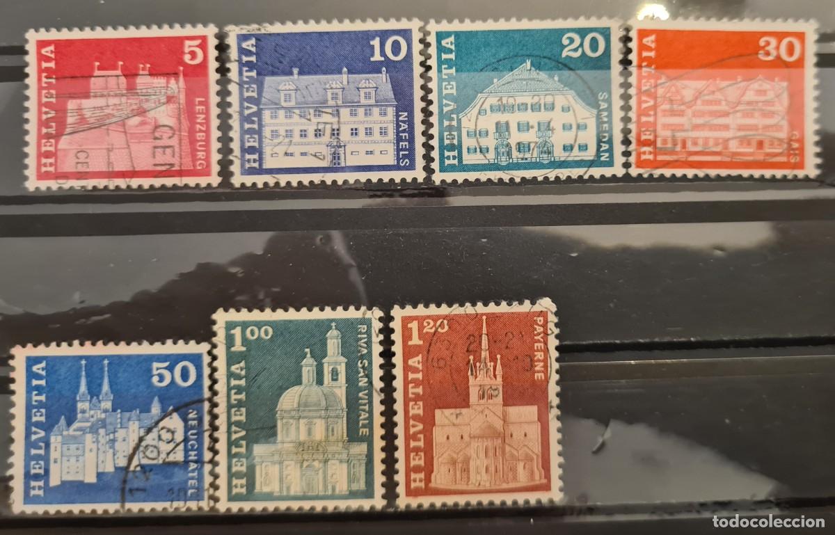 Sellos: Serie de sellos usados de Suiza 1968: edificios