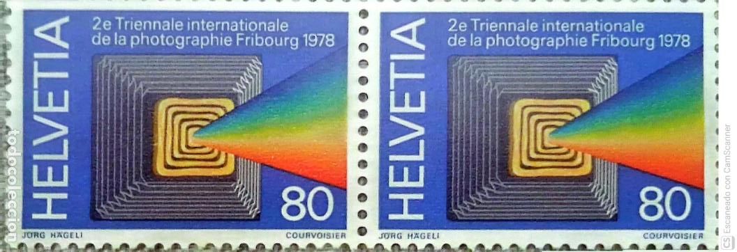 Sellos: Suiza. 1049 2&ordf;Trienal de la fotograf&iacute;a, en Friburgo, en pareja horizontal. 1978. Sellos nuevos y n