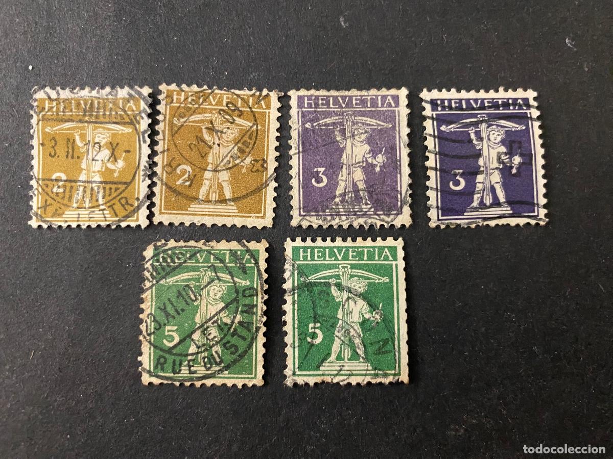 Sellos: Suiza 1915 sellos antiguos, variantes arco
