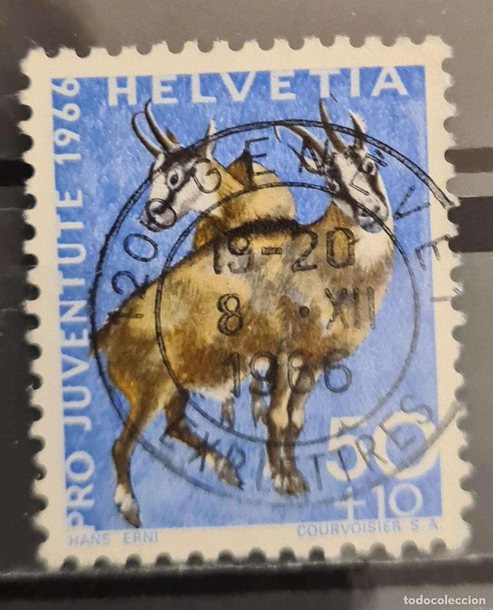 Sellos: Sello usado de Suiza 1966: pro-juventud