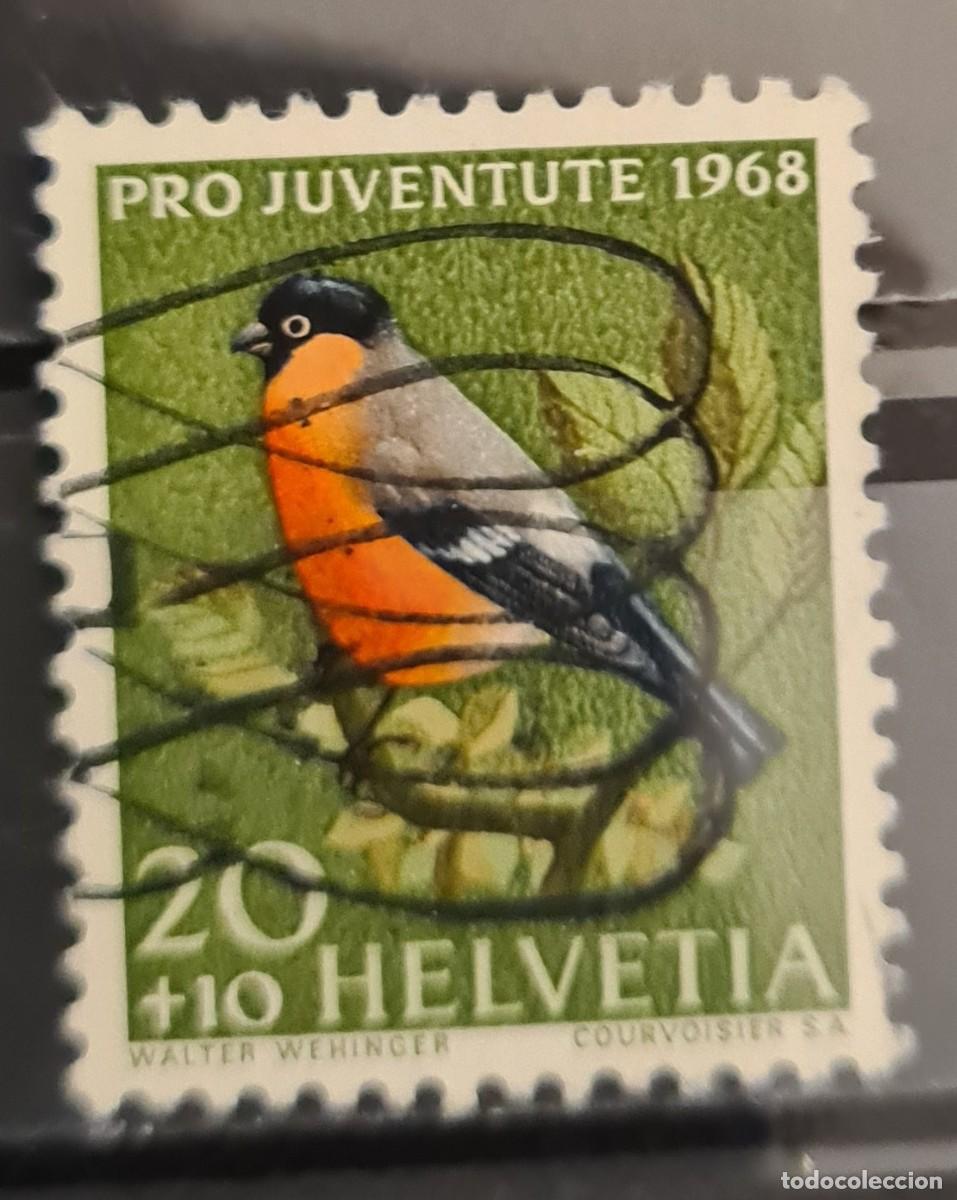 Sellos: Sello usado de Suiza 1968: Aves, pro-juventud