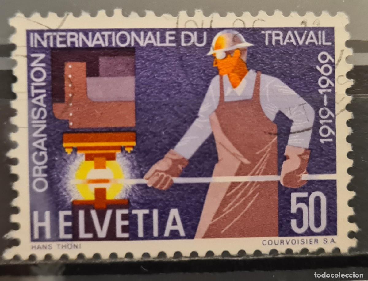 Sellos: Sello usado de Suiza 1969: Cincuentenario de la OIT
