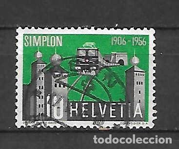 Sellos: Tren, t&uacute;nel y castillo de Suiza. sello del a&ntilde;o 1956