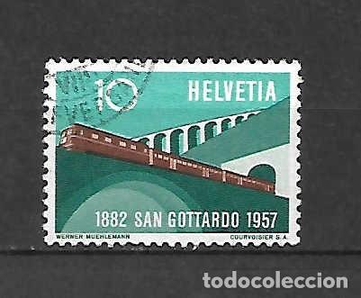 Sellos: Tren y monta&ntilde;a San Gothard de Suiza. sello del a&ntilde;o 1957