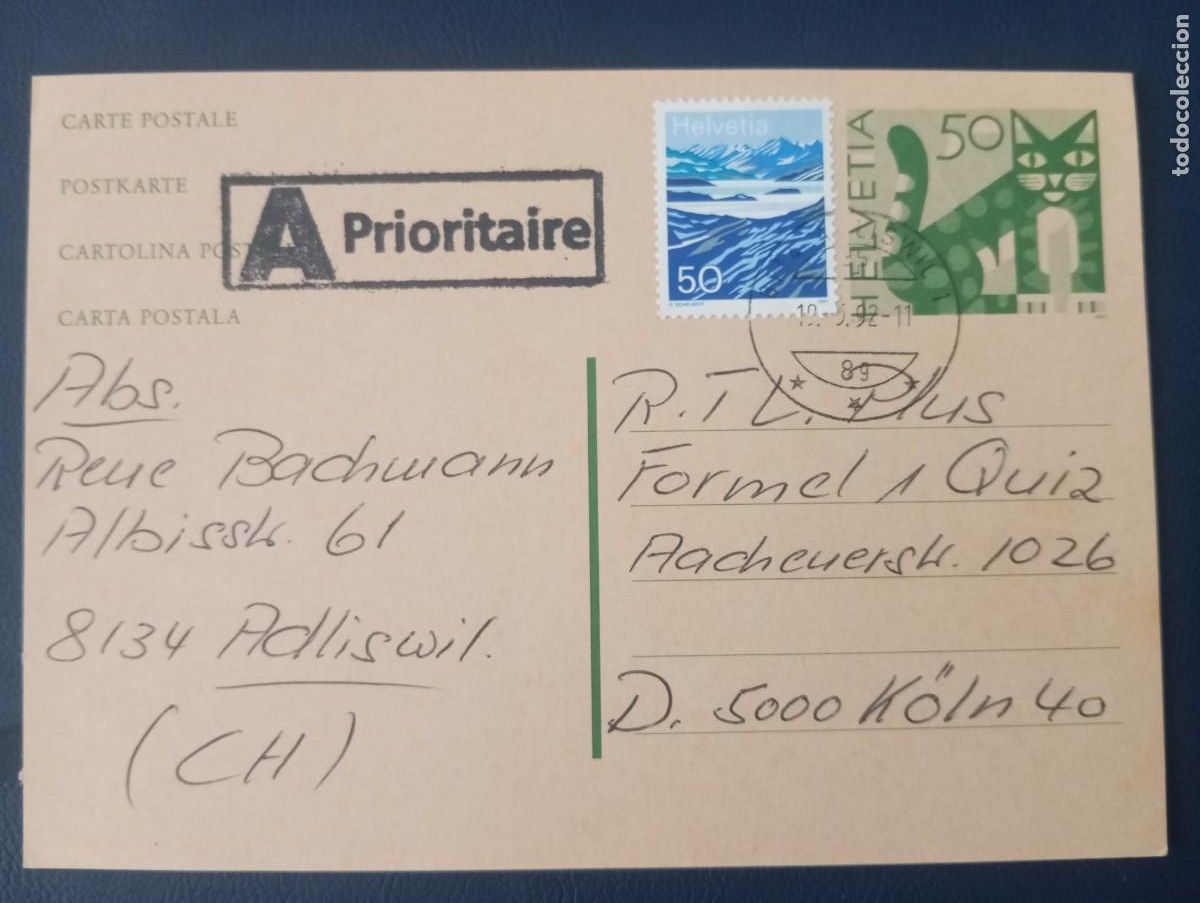 Sellos: SUIZA, 1991, ENTERO POSTAL PRIORITARIO