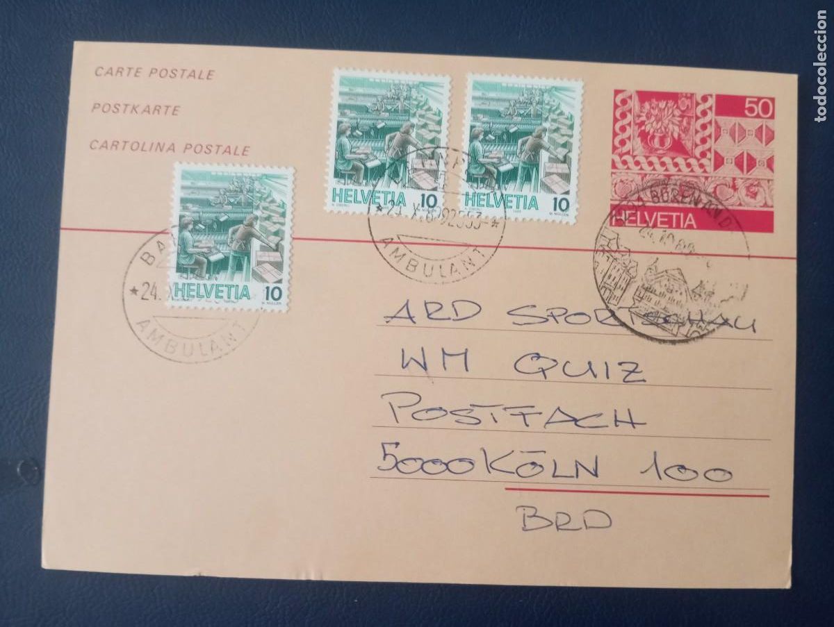 Sellos: SUIZA, 1989, ENTERO POSTAL CIRCULADO A ALEMANIA