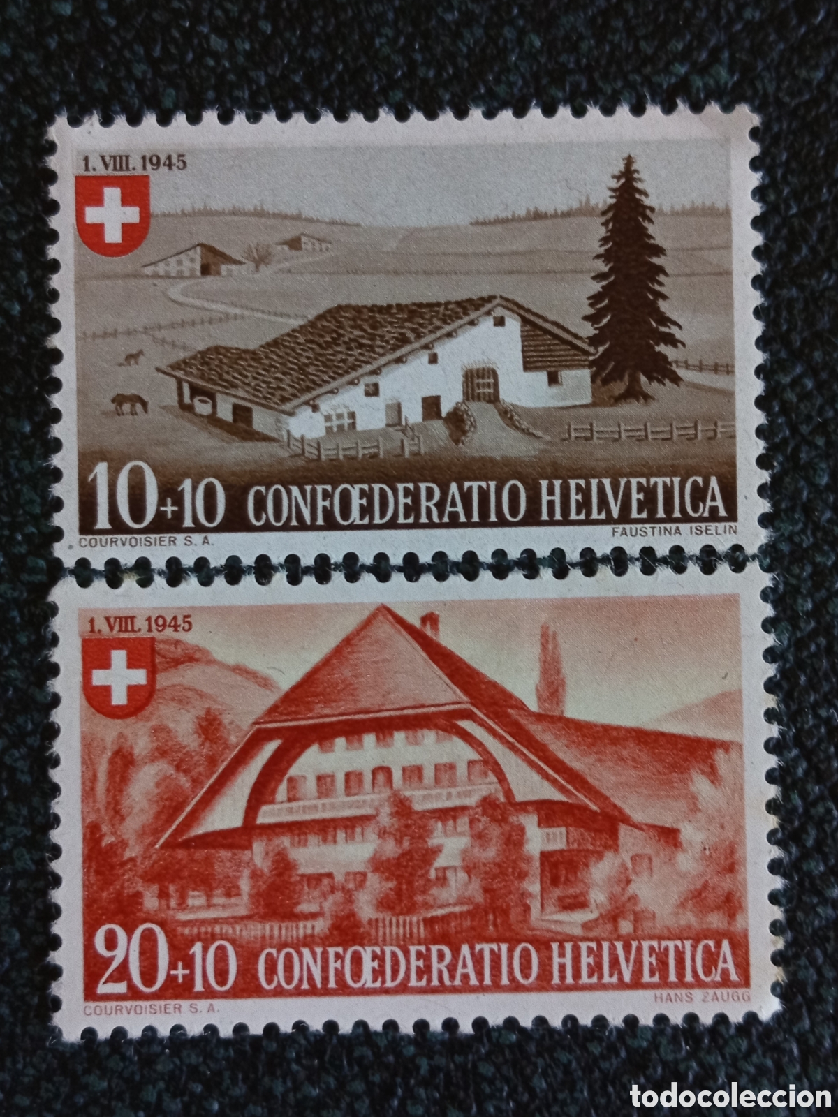Sellos: Lote 2 Sellos Suiza Pro Patria 1945 (Michel 460 y 461) Nuevos MH y MNH
