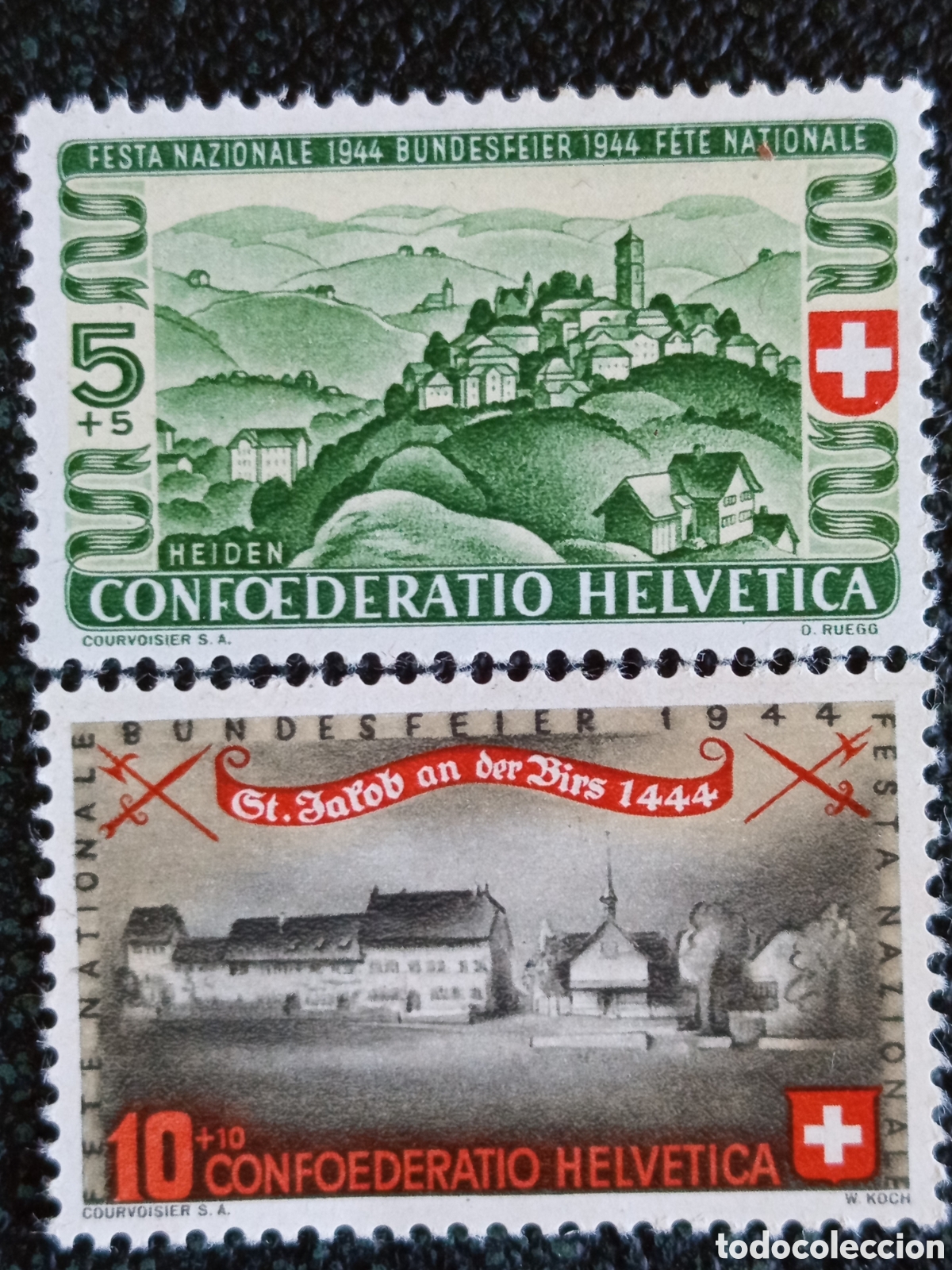 Sellos: Lote 2 Sellos Suiza Pro Patria 1944 (Michel 431 y 432) Nuevos MNH**