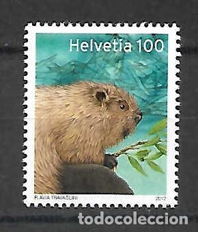 Sellos: Fauna: castor de Suiza . sello del a&ntilde;o 2012 Yvert 2,50 &euro;