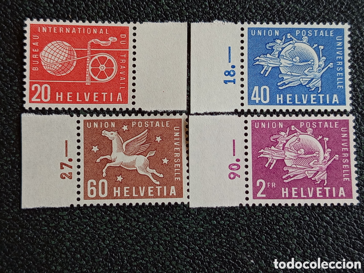 Sellos: Lote Suiza Organismos Int. BIT 20c Zum 12B UPU 40c 60c 2Fr Zum 32B-34B