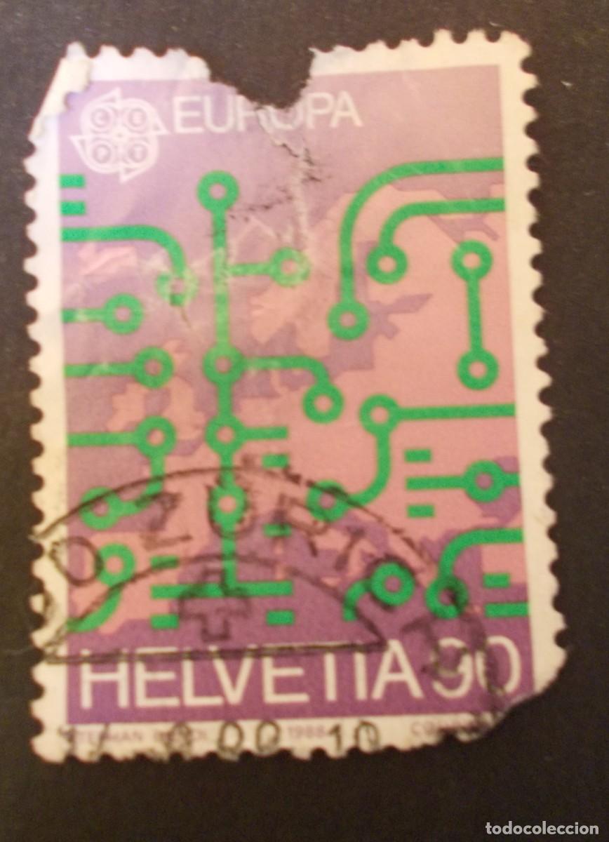Selos: Sello Europa Helvetia 90 Suiza tecnolog&iacute;a filatelia hist&oacute;rica 1988
