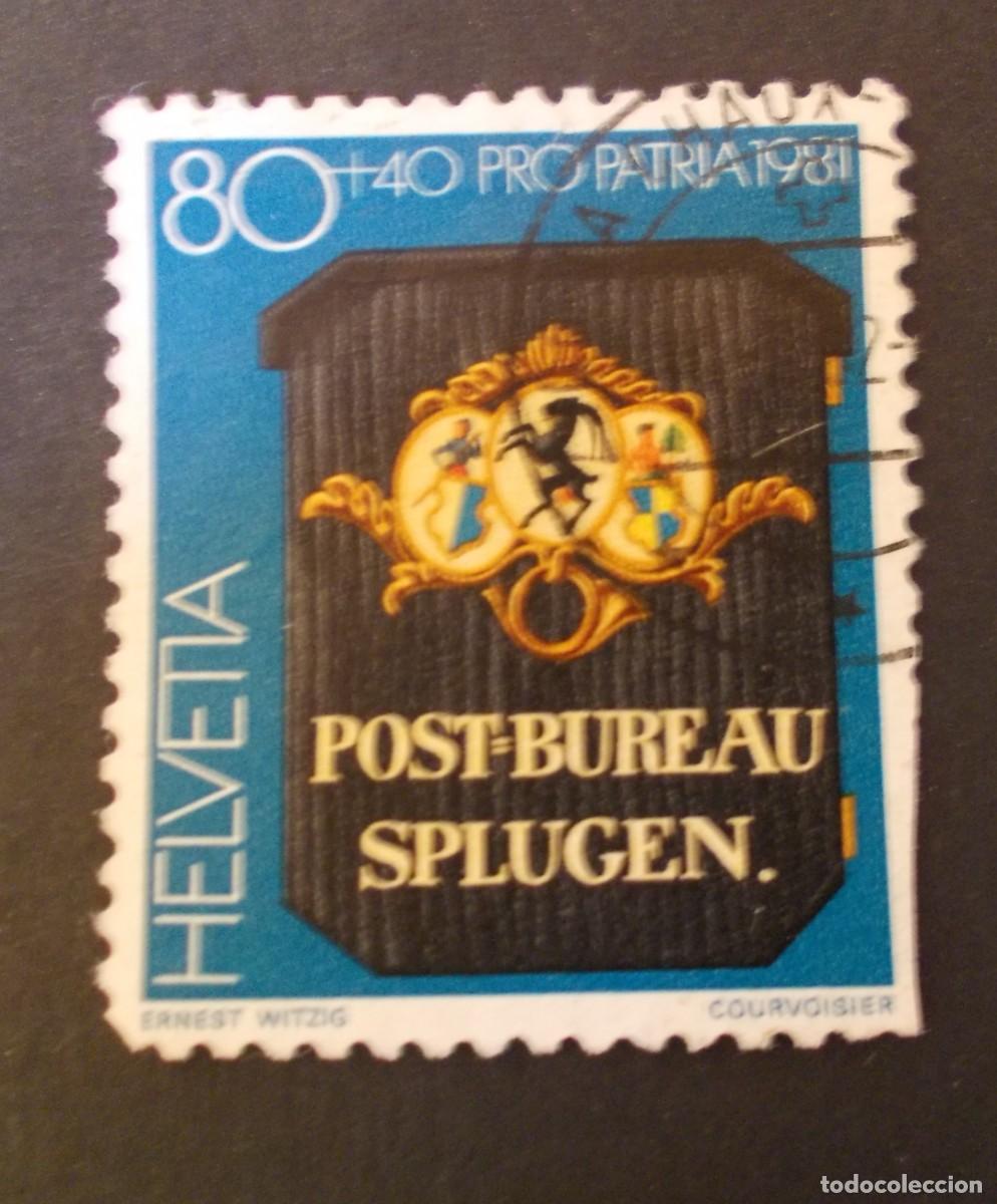 Briefmarken: Sello Helvetia 80+40 Pro Patria 1981 Post‑Bureau Spl&uuml;gen her&aacute;ldica suiza