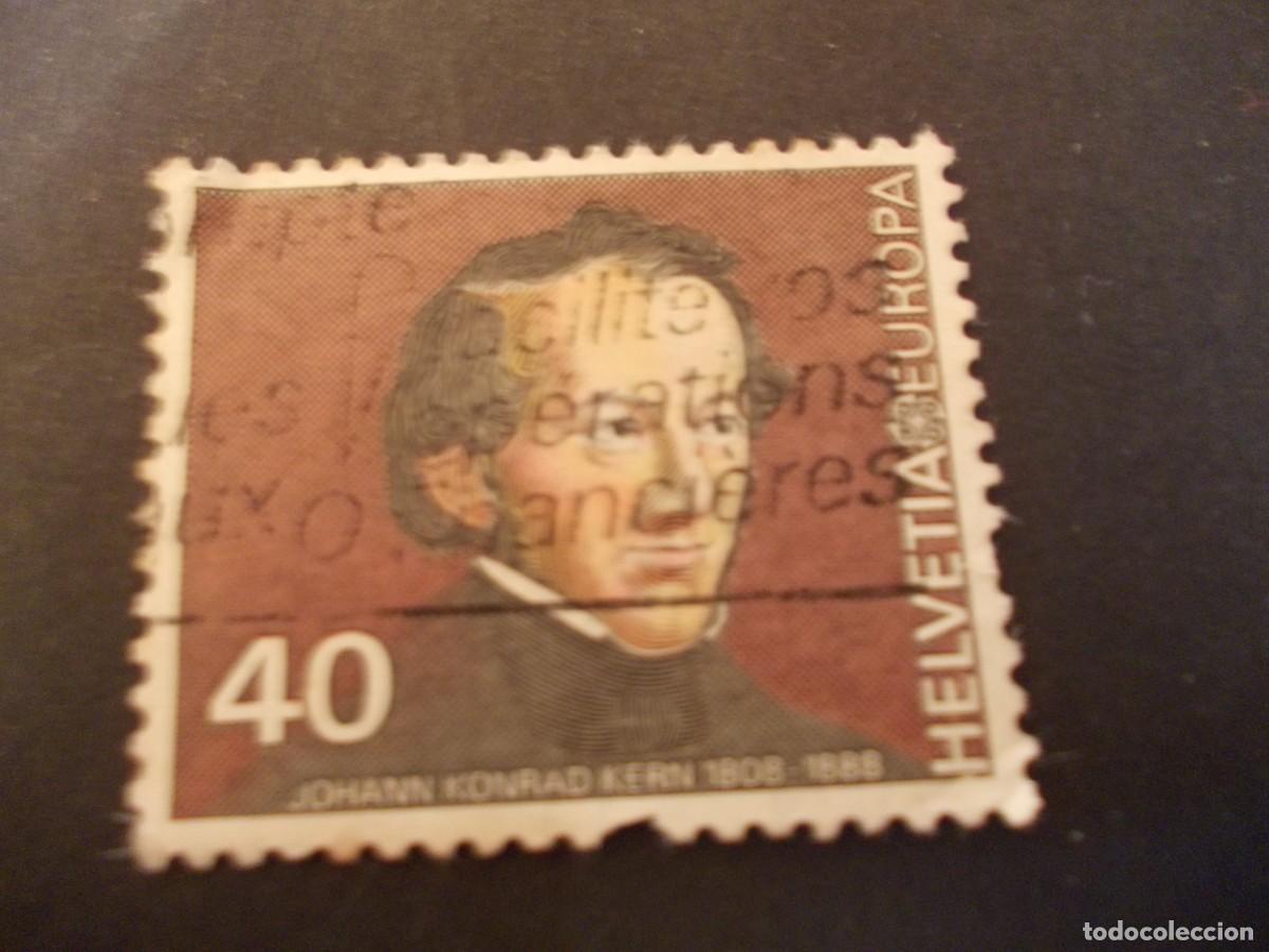 Selos: Sello Helvetia 40 Johann Konrad Kern 1808 1888 Figura historica suiza 1980