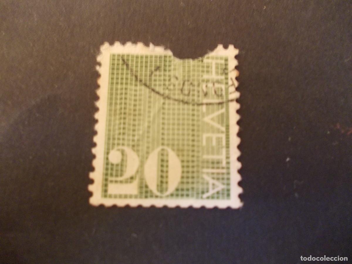 Briefmarken: Sello Helvetia 20 dise&ntilde;o geom&eacute;trico verde en cuadr&iacute;cula emision Suiza 1970