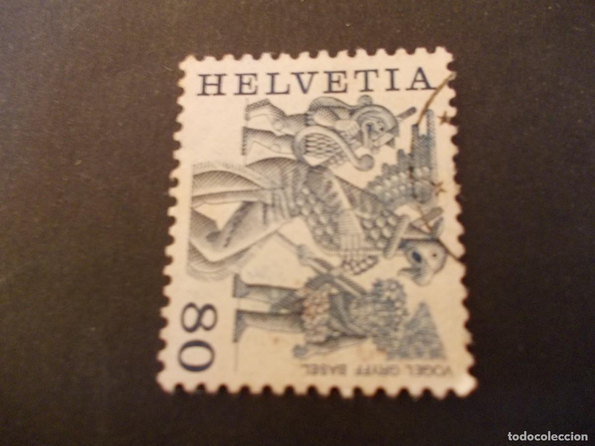 Briefmarken: Sello Helvetia 80 Vogel Gryff Basel costumbres populares de Basilea tradici&oacute;n suiza 1977
