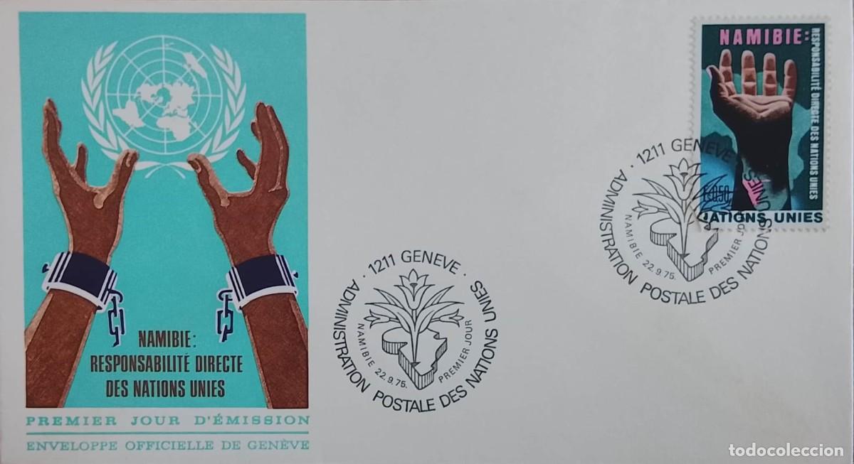Sellos: TS) 1975, SWITZERLAND, UNITED NATIONS POSTAL ADMINISTRATION (GENEVA) FIRST DAY COVER DEDICATED TO &rdquo;N