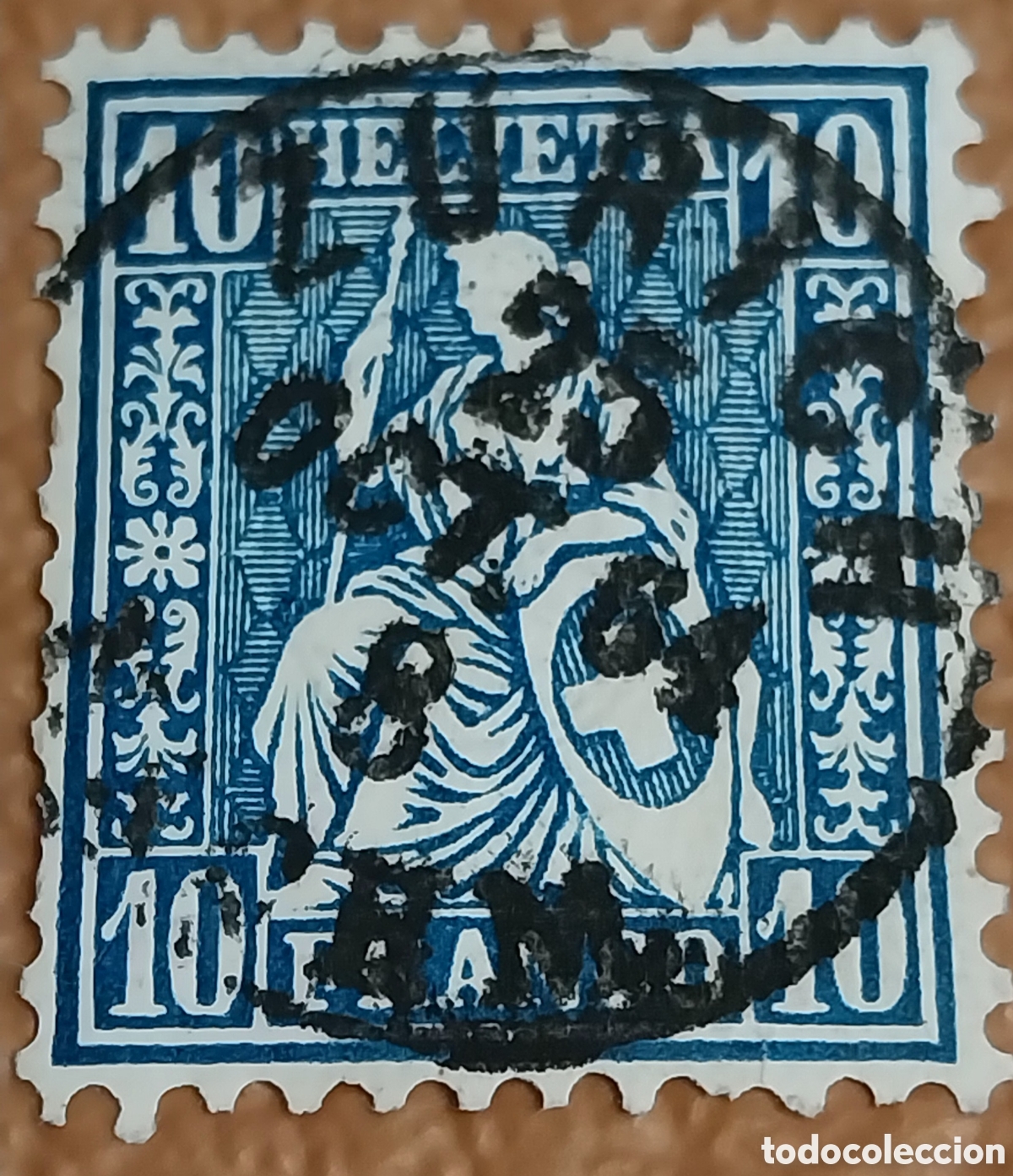 Sellos: Sello Suiza 1882 Helvetia Sentada 10c Azul Usado Cat Zumstein 54 Matasellado