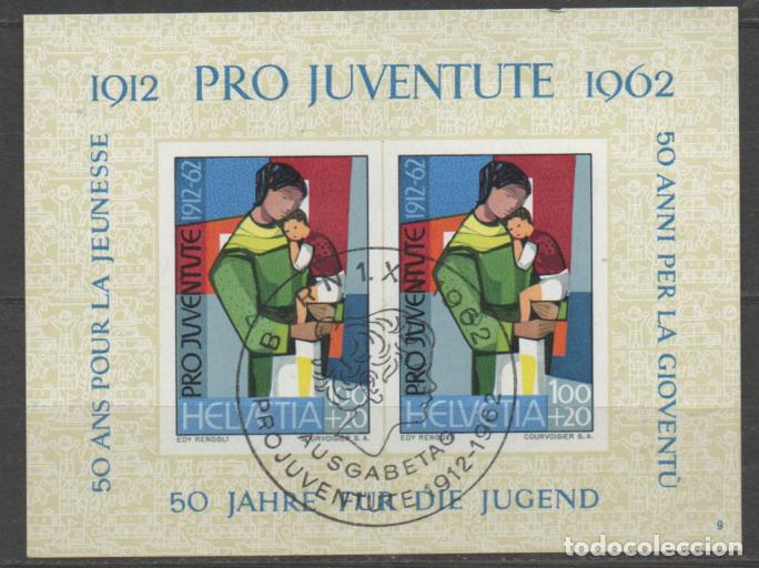 Sellos: SUIZA IVERT hOJA BLOQUE N&ordm; 18, 50 ANIVERSARIO DE PRO JUVENTUTE, 1962, NUEVO **