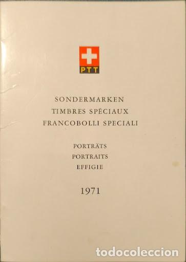 Briefmarken: Suiza (Helvetia) 1971 - Carpeta / Tr&iacute;ptico Oficial PTT &rdquo;Sondermarken / Timbres Sp&eacute;ciaux - Retratos&rdquo;