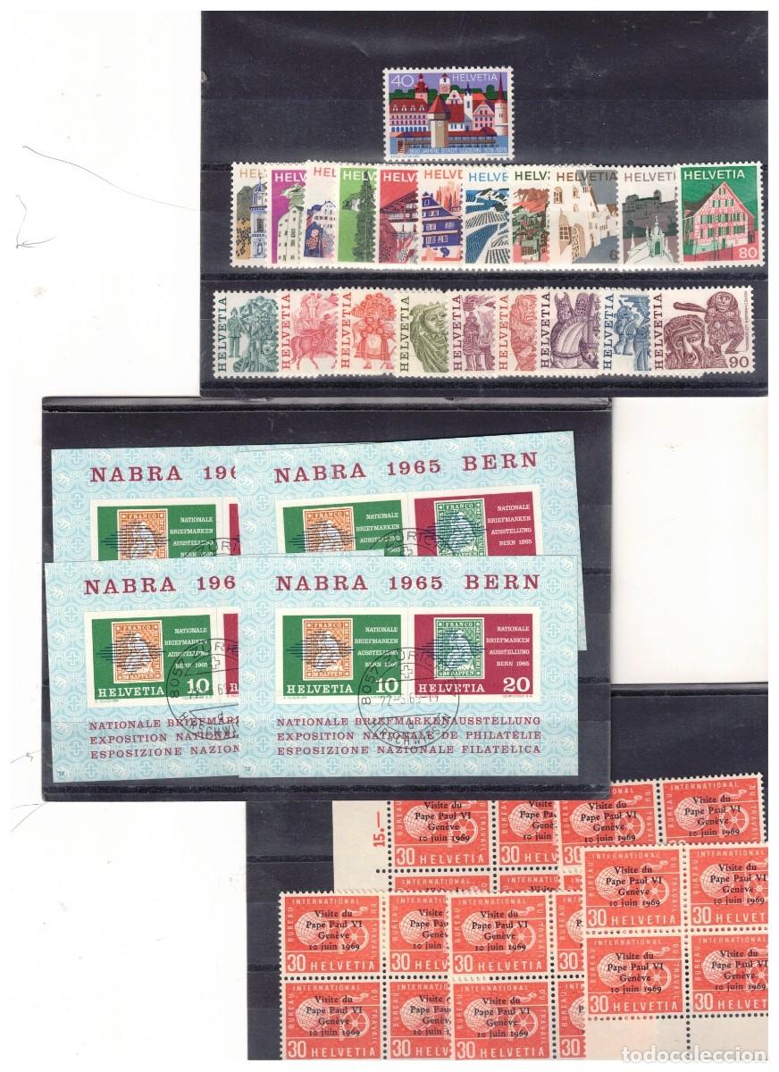 Stamps: Suiza. Conjunto de 6 fichas con sellos de Suiza