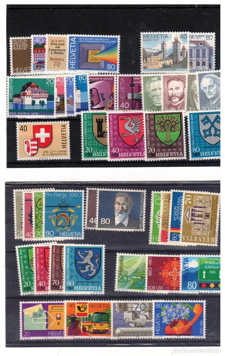 Stamps: Suiza. Dos fichas con sellos nuevos de los a&ntilde;os 1978-1980