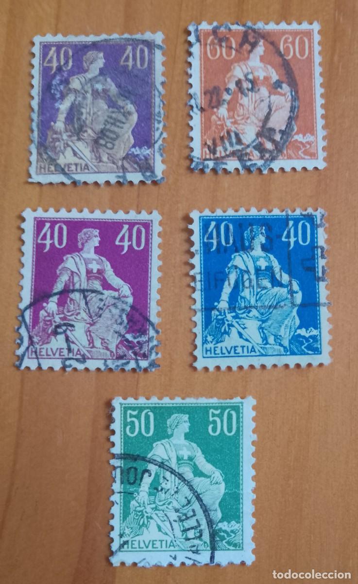 Timbres: SUIZA - LOTE 5 SELLOS - A&Ntilde;O 1909 - FIGURA ALEG&Oacute;RICA - VER DESCRIPCI&Oacute;N