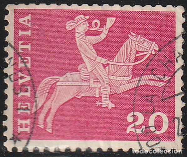 Sellos: Suiza 1960 Scott 385 Sello &ordm; Historia Postal Cartero a Caballo Siglo XIX Michel 699x Yvert 646
