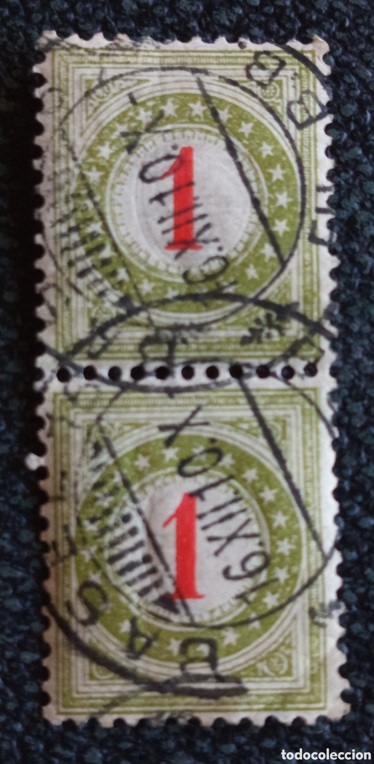 Sellos: Suiza 1910 Tasa &rdquo;16.XIII.10&rdquo; Pareja Usada (Cat&aacute;logo Scott #J30 / Michel #P28)