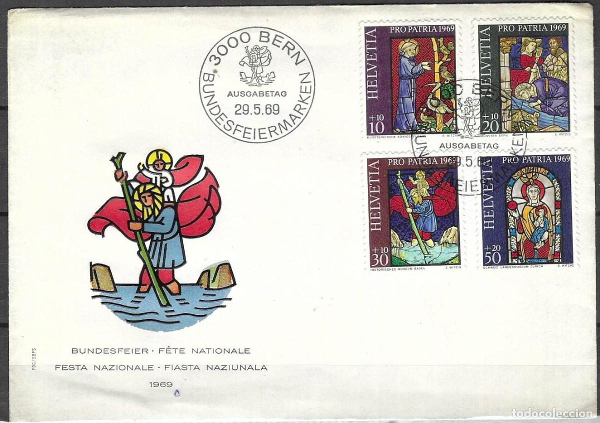 Sellos: FDC Suiza Pro Patria 1969 - Serie Completa Vitrales Yvert 834-837 Berna