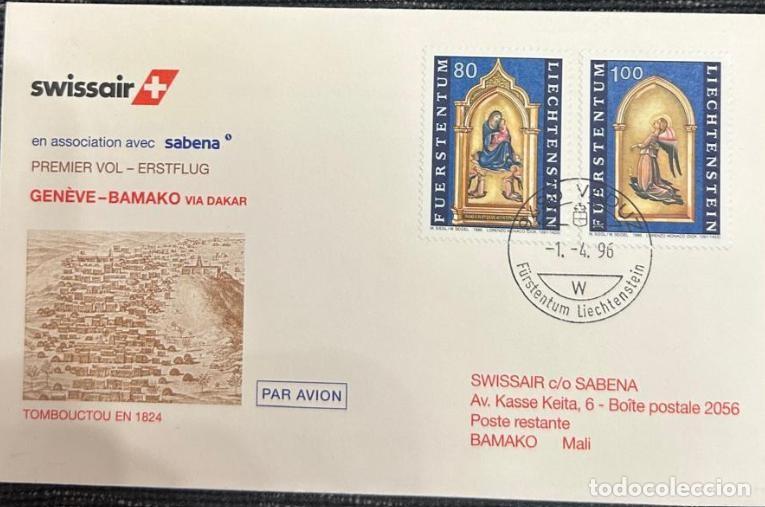 Sellos: TS.)1996, SWITZERLAND, FIRST-DAY COVER, AIRMAIL, FROM GENEVA TO BAMAKO, MALI, PRE-PRINTED WITH A HIS