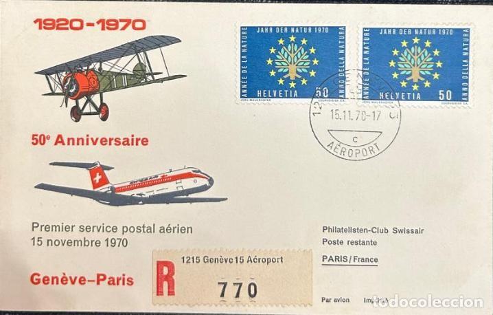 Sellos: TS.)1970, SWITZERLAND, FIRST-DAY COVER, AIRMAIL, GENEVA TO PARIS, WITH A COMMEMORATIVE PRE-PRINTED D