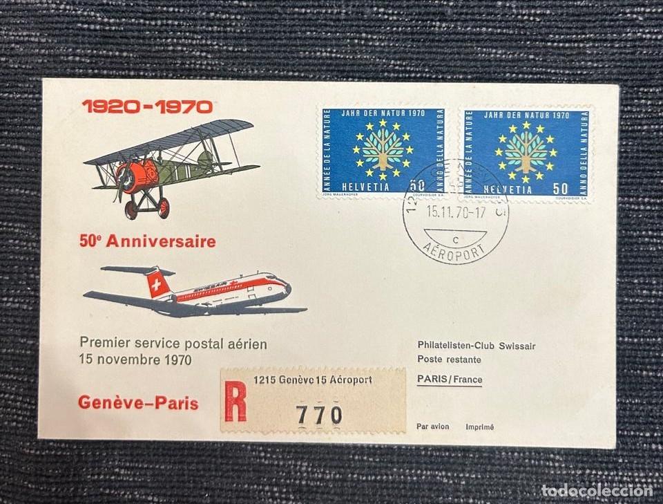 Francobolli: O) 1970 SWITZERLAND, NATURE CONSERVATION, FIRST AIR MAIL SERVICE, GENOA&ndash;PARIS