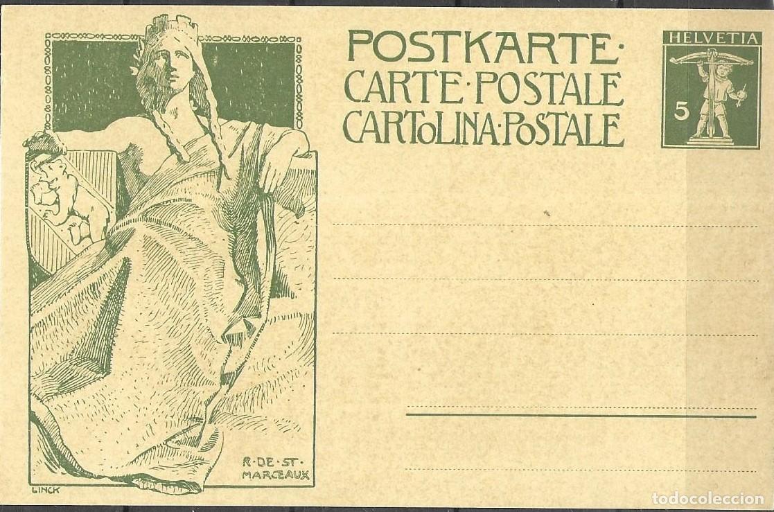 Sellos: SUISSE 1909 - Entero Postal Conmemorativo 5c Verde - Inauguraci&oacute;n del Monumento de la Uni&oacute;n Postal U