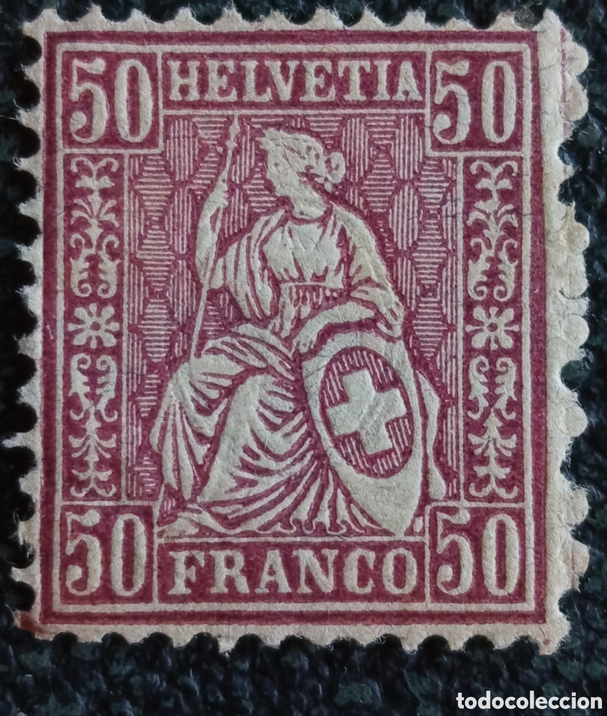 Sellos: Sello Suiza 1867 Helvetia Sentada 50c Violeta - Yvert n&ordm; 31 / Scott n&ordm; 59 MH